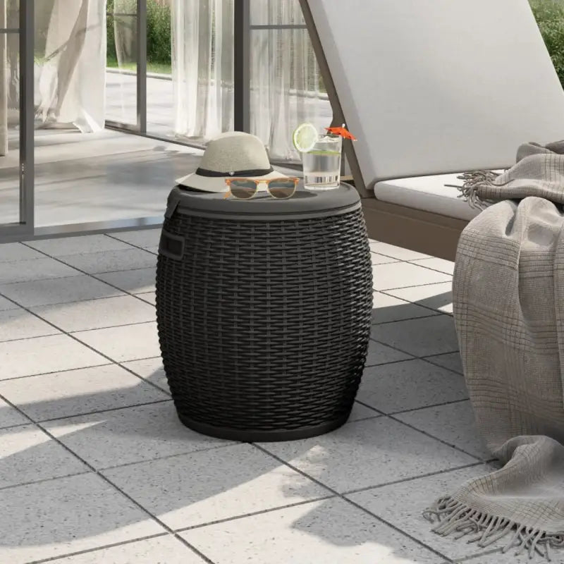 Opbergboxen voor buiten met imitatie rattan structuur en veelzijdig gebruik - Zwart - Opbergboxen voor buiten