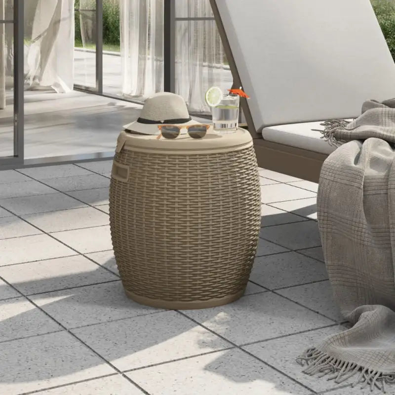 Opbergboxen voor buiten met imitatie rattan structuur en veelzijdig gebruik - Lichtbruin - Opbergboxen voor buiten