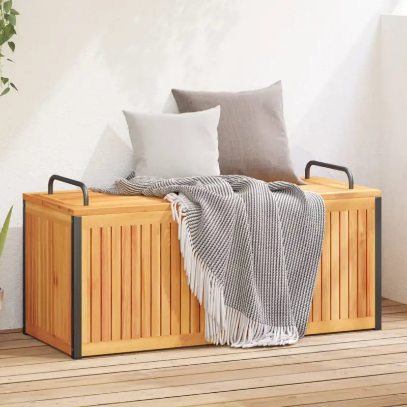 Opbergboxen voor buiten van massief acaciahout voor tuin en terras - 110 x 45 x 42/53 cm - Opbergboxen voor buiten