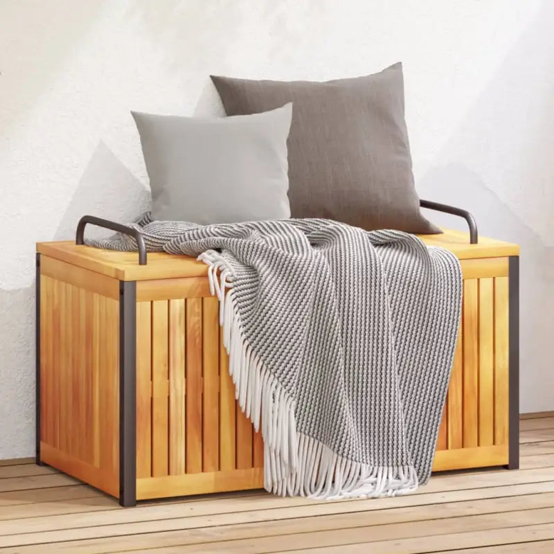 Opbergboxen voor buiten van massief acaciahout voor tuin en terras - 85 x 45 x 45/53 cm - Opbergboxen voor buiten