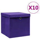 Opbergdozen van nonwoven stof voor lichte en stijlvolle opbergoplossingen - Paars met deksels / 10 - Opbergdozen