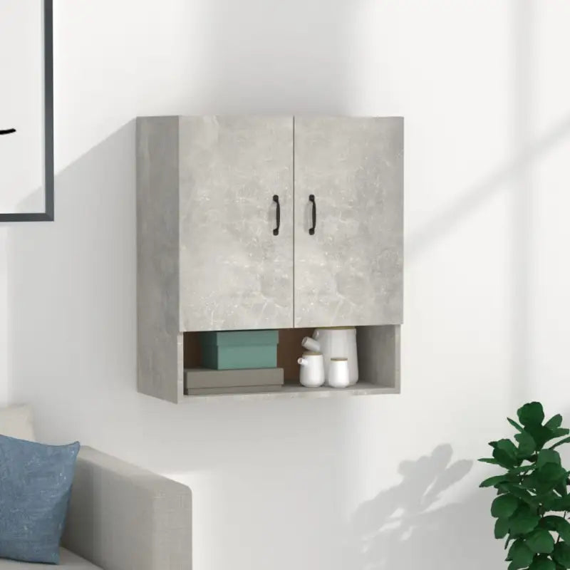 Opbergkast Begeleid met bewerkt hout voor praktische wandopslag - Betongrijs / 1 - Opbergkasten & lockerkasten
