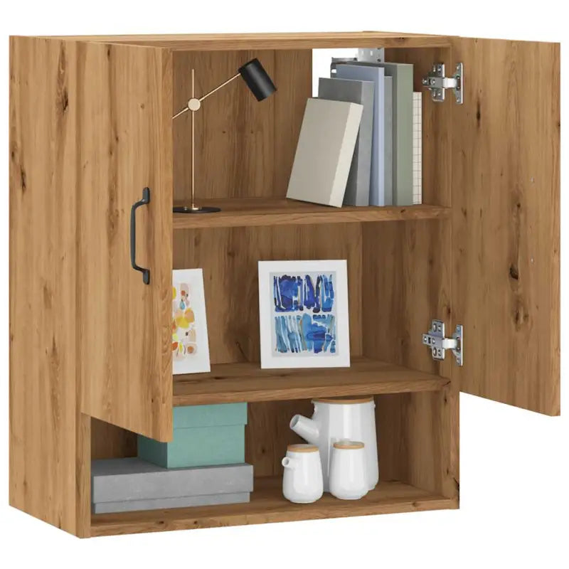 Opbergkast Begeleid met bewerkt hout voor praktische wandopslag - artisanaal eikenkleurig / 1 - Opbergkasten &
