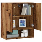 Opbergkast Begeleid met bewerkt hout voor praktische wandopslag - Oud hout / 1 - Opbergkasten & lockerkasten