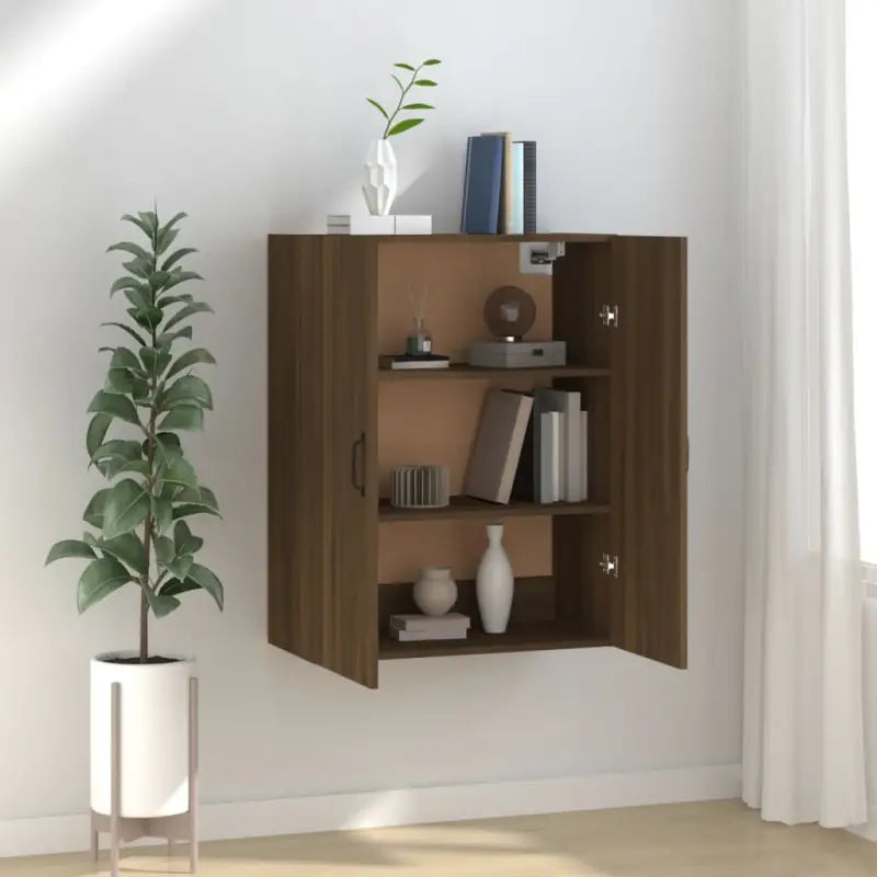Opbergkast in Grijs Sonoma van bewerkt hout voor een stijlvolle muuropslag - bruin eikenkleur / 1 - Opbergkasten &