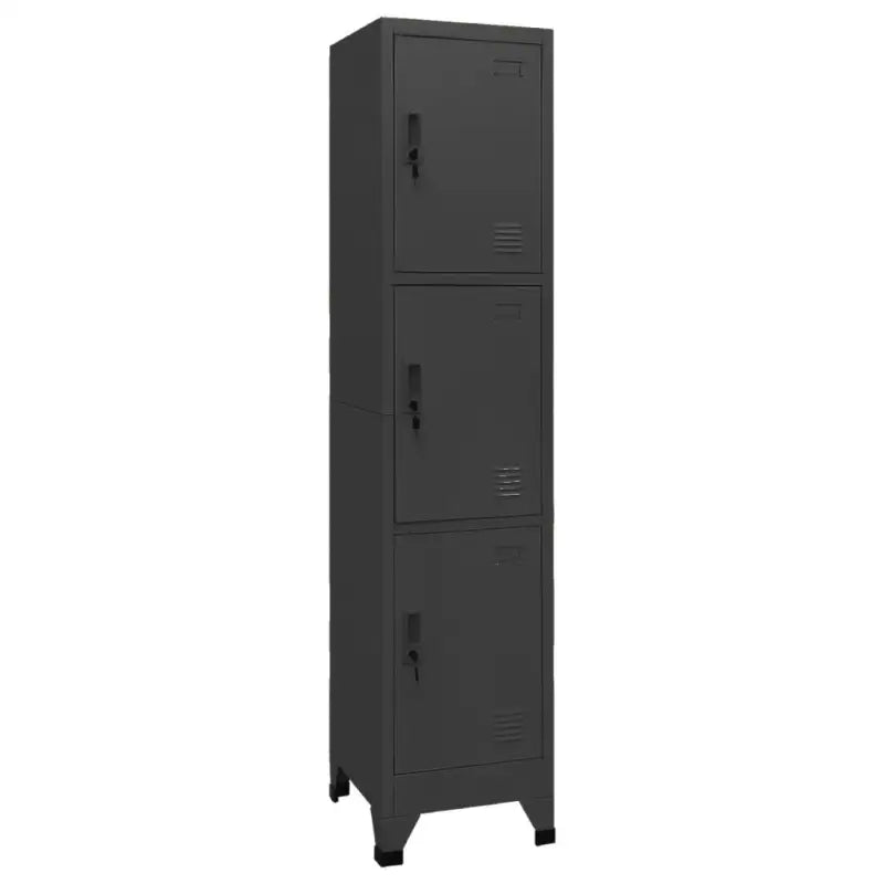 Opbergkast met afsluitbare deur voor kantoor of ruimte decoratie - Antraciet / 1 / Met 3 lockers - Opbergkasten &