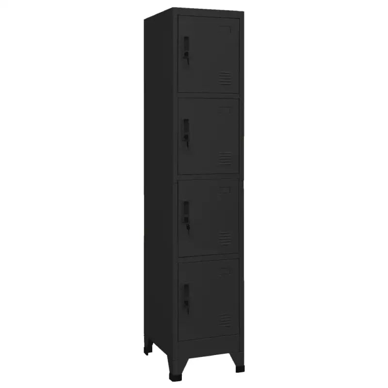 Opbergkast met afsluitbare deur voor kantoor of ruimte decoratie - Zwart / 1 / Met 4 lockers - Opbergkasten &
