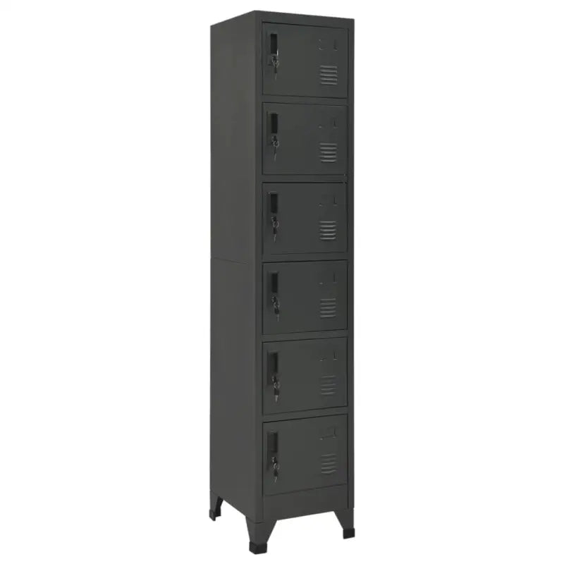Opbergkast met afsluitbare deur voor kantoor of ruimte decoratie - Antraciet / 1 / Met 6 lockers - Opbergkasten &
