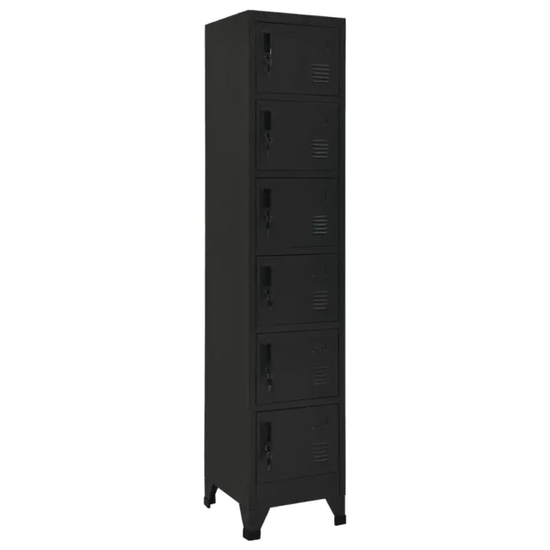 Opbergkast met afsluitbare deur voor kantoor of ruimte decoratie - Zwart / 1 / Met 6 lockers - Opbergkasten &