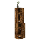Opbergkast met bewerkt hout voor stijlvol en duurzaam opbergen - Gerookt eiken / 30 x 41 x 174.5 cm / 1 - Opbergkasten