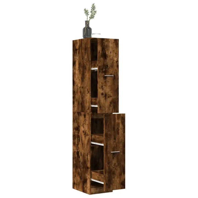 Opbergkast met bewerkt hout voor stijlvol en duurzaam opbergen - Gerookt eiken / 30 x 41 x 174.5 cm / 1 - Opbergkasten