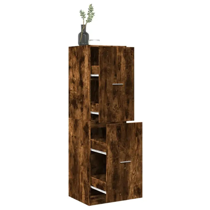 Opbergkast met bewerkt hout voor stijlvol en duurzaam opbergen - Gerookt eiken / 40 x 41 x 144.5 cm / 1 - Opbergkasten