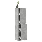 Opbergkast met bewerkt hout voor stijlvol en duurzaam opbergen - Betongrijs / 40 x 41 x 174.5 cm / 1 - Opbergkasten &