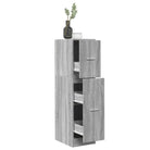 Opbergkast met bewerkt hout voor stijlvol en duurzaam opbergen - Betongrijs / 30 x 41 x 118 cm / 1 - Opbergkasten &