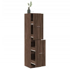 Opbergkast met bewerkt hout voor stijlvol en duurzaam opbergen - bruin eikenkleur / 40 x 41 x 174.5 cm / 1