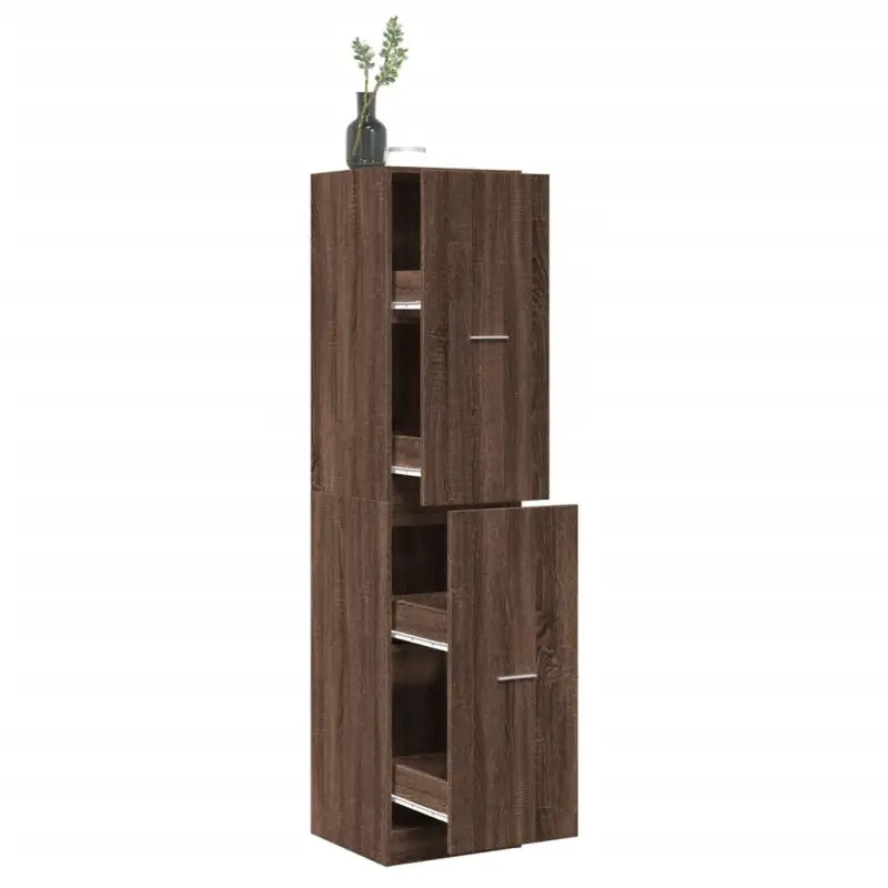 Opbergkast met bewerkt hout voor stijlvol en duurzaam opbergen - bruin eikenkleur / 40 x 41 x 174.5 cm / 1