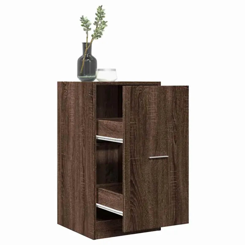 Opbergkast met bewerkt hout voor stijlvol en duurzaam opbergen - bruin eikenkleur / 40 x 41 x 77.5 cm / 1