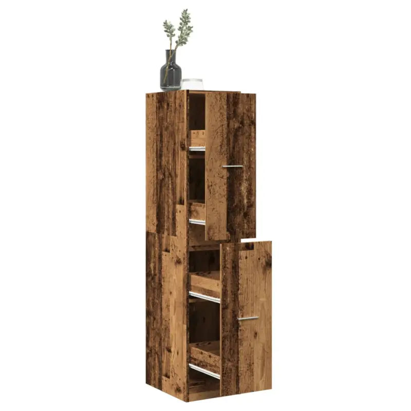 Opbergkast met bewerkt hout voor stijlvol en duurzaam opbergen - Oud hout / 30 x 41 x 144.5 cm / 1 - Opbergkasten &