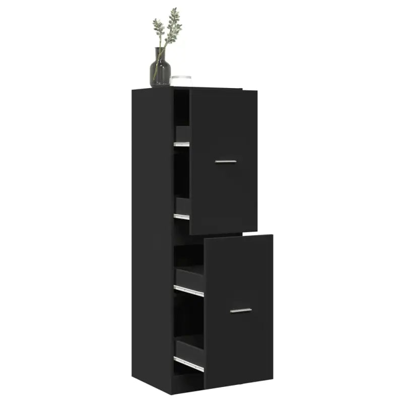 Opbergkast met bewerkt hout voor stijlvol en duurzaam opbergen - Zwart / 40 x 41 x 144.5 cm / 1 - Opbergkasten &