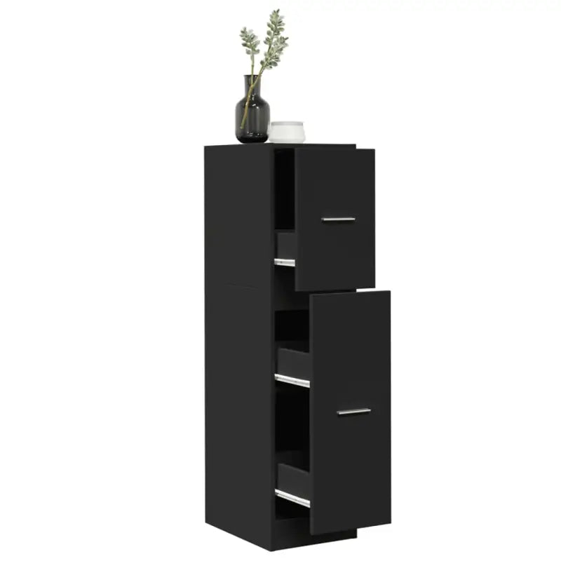 Opbergkast met bewerkt hout voor stijlvol en duurzaam opbergen - Zwart / 30 x 41 x 118 cm / 1 - Opbergkasten &
