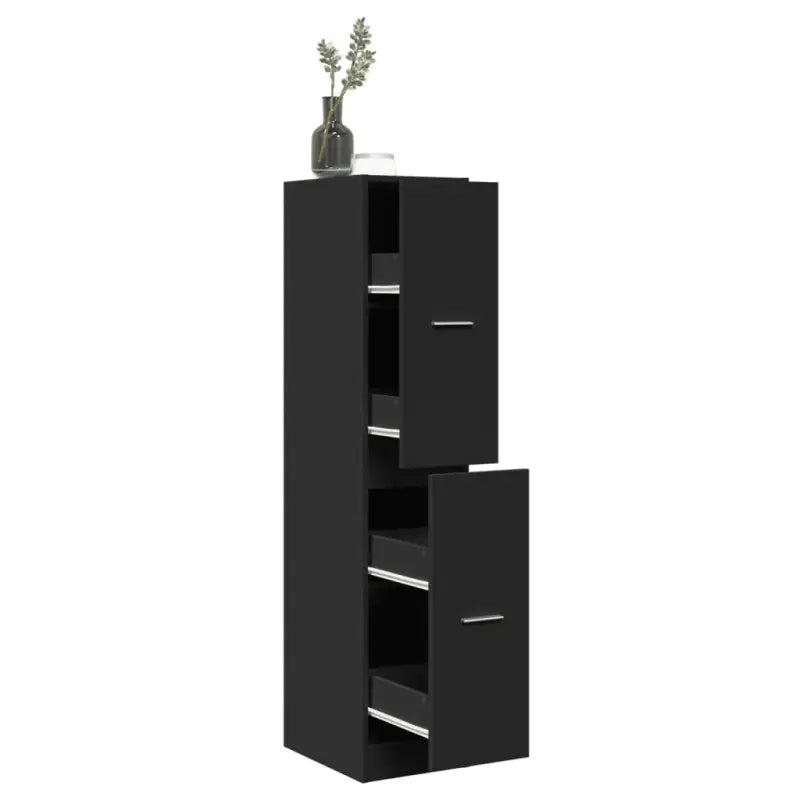 Opbergkast met bewerkt hout voor stijlvol en duurzaam opbergen - Zwart / 30 x 41 x 144.5 cm / 1 - Opbergkasten &