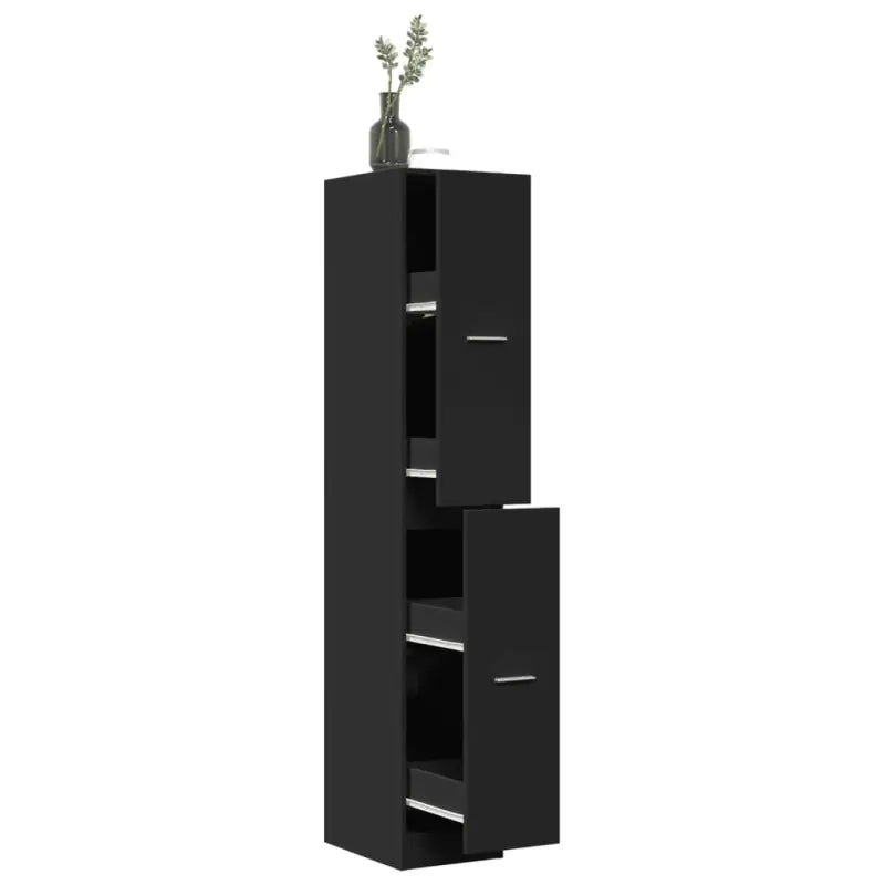 Opbergkast met bewerkt hout voor stijlvol en duurzaam opbergen - Zwart / 30 x 41 x 174.5 cm / 1 - Opbergkasten &