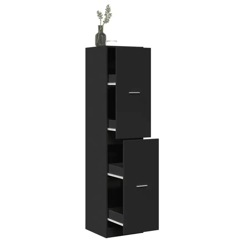 Opbergkast met bewerkt hout voor stijlvol en duurzaam opbergen - Zwart / 40 x 41 x 174.5 cm / 1 - Opbergkasten &