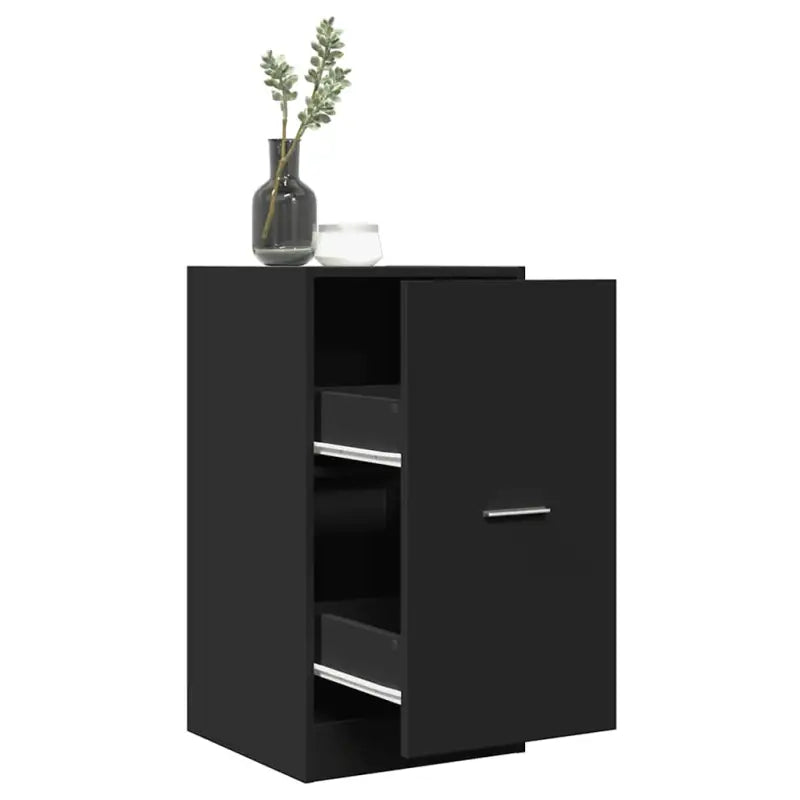 Opbergkast met bewerkt hout voor stijlvol en duurzaam opbergen - Zwart / 40 x 41 x 77.5 cm / 1 - Opbergkasten &