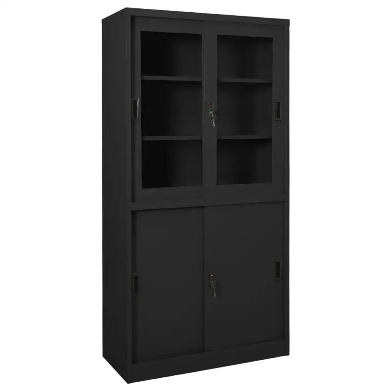 Opbergkast met gehard glas voor een nette kantoorruimte - Antraciet / 1 - Opbergkasten & lockerkasten