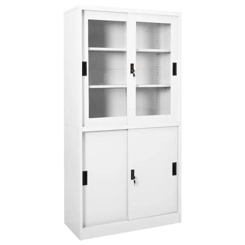 Opbergkast met gehard glas voor een nette kantoorruimte - Wit / 1 - Opbergkasten & lockerkasten