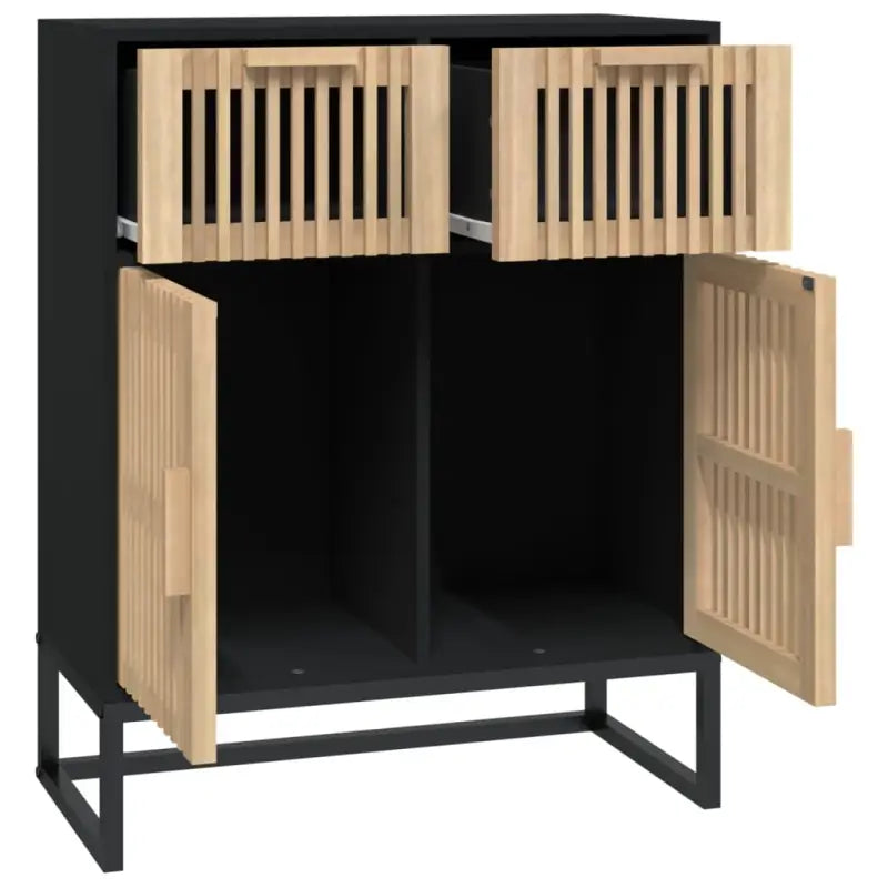 Opbergkast met ijzeren poot en bewerkt hout voor een tijdloos interieur - Opbergkasten & lockerkasten