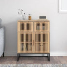 Opbergkast met ijzeren poot en bewerkt hout voor een tijdloos interieur - Bruin / 1 - Opbergkasten & lockerkasten