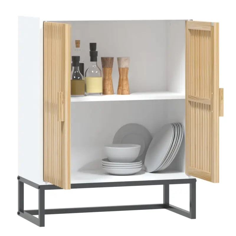 Opbergkast met ijzeren poot en bewerkt hout voor een tijdloze uitstraling - Opbergkasten & lockerkasten
