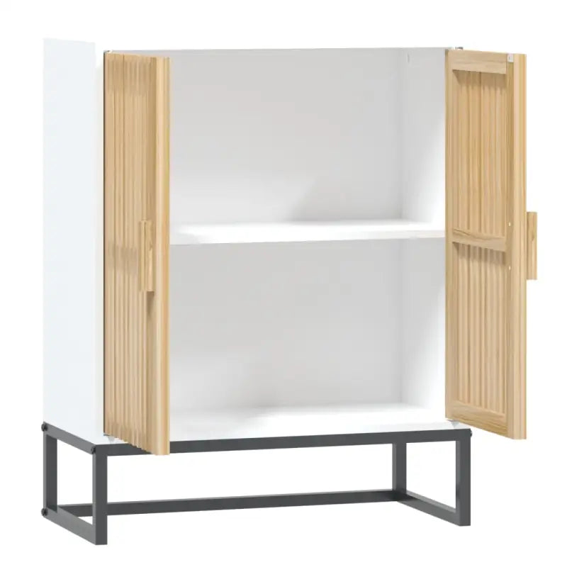 Opbergkast met ijzeren poot en bewerkt hout voor een tijdloze uitstraling - Opbergkasten & lockerkasten