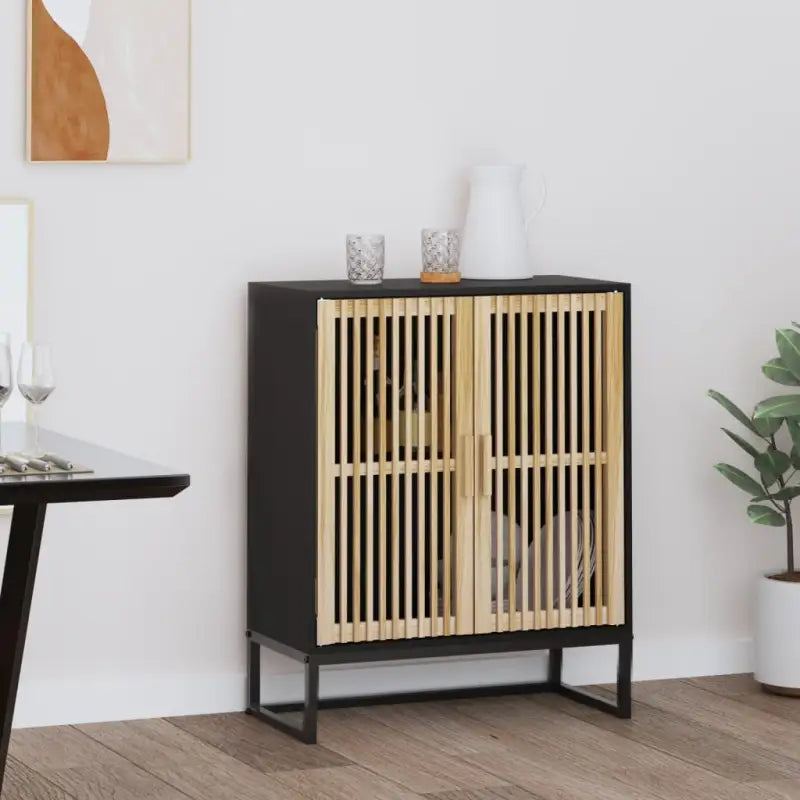 Opbergkast met ijzeren poot en bewerkt hout voor een tijdloze uitstraling - Zwart / 1 - Opbergkasten & lockerkasten