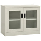Opbergkast met verstelbare schappen en gehard glas voor documentenstorage - Lichtgrijs / 90 x 40 x 70 cm / 1