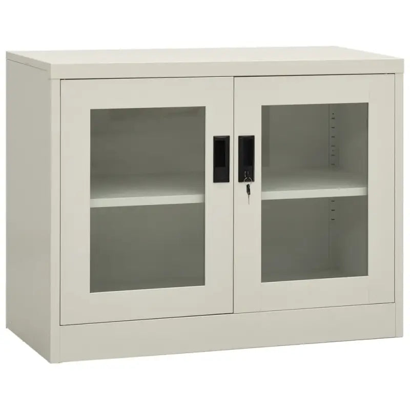 Opbergkast met verstelbare schappen en gehard glas voor documentenstorage - Lichtgrijs / 90 x 40 x 70 cm / 1