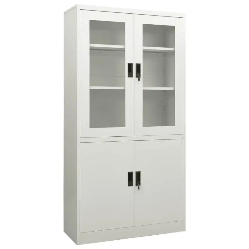 Opbergkast met verstelbare schappen en gehard glas voordeur - Lichtgrijs / 1 - Opbergkasten & lockerkasten