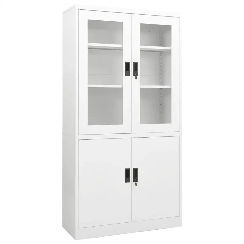 Opbergkast met verstelbare schappen en gehard glas voordeur - Wit / 1 - Opbergkasten & lockerkasten