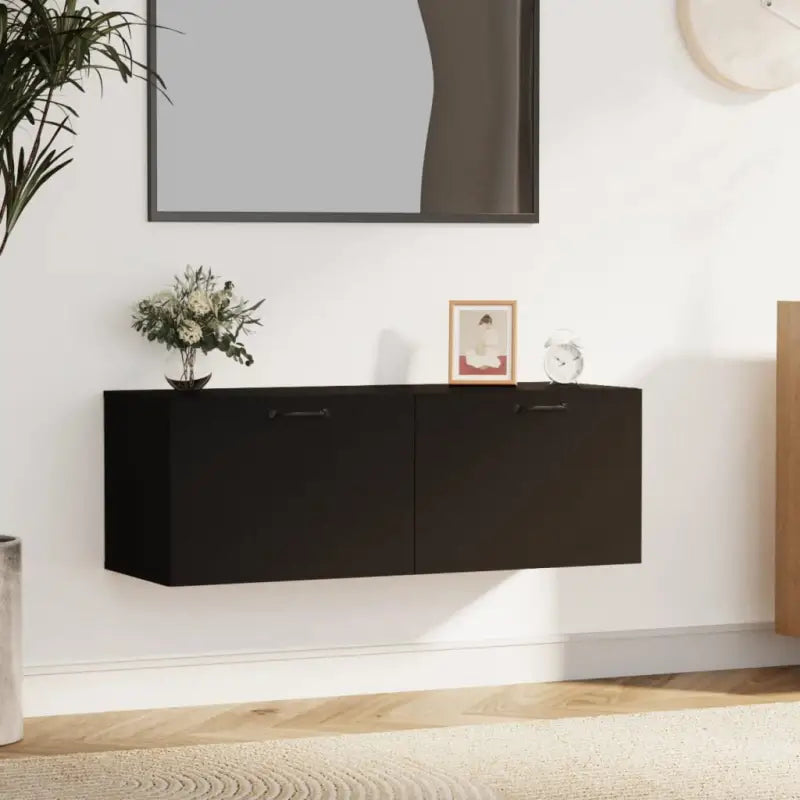 Opbergkast van bewerkt hout voor muurbevestiging en decoratie - Zwart / 1 - Opbergkasten & lockerkasten