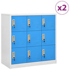 Opbergkast voor verschillende spullen met modern en duurzaam design - Lichtgrijs en blauw / 2 / Met 9 lockers