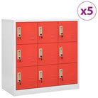 Opbergkast voor verschillende spullen met modern en duurzaam design - Lichtgrijs en rood / 5 / Met 9 lockers