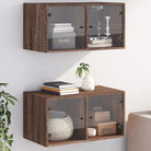 Opbergkasten met glazen deuren voor een lege muur decoratie - bruin eikenkleur / 2 - Opbergkasten & lockerkasten