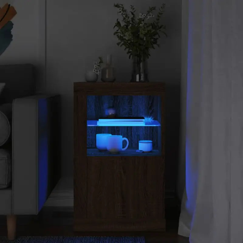 Opbergkasten met RGB LED-verlichting en bewerkt hout - bruin eikenkleur / 1 - Opbergkasten & lockerkasten
