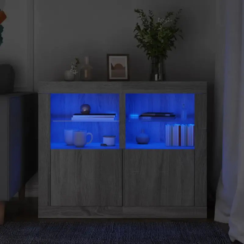 Opbergkasten met RGB LED-verlichting en bewerkt hout - Grijs sonoma / 2 - Opbergkasten & lockerkasten