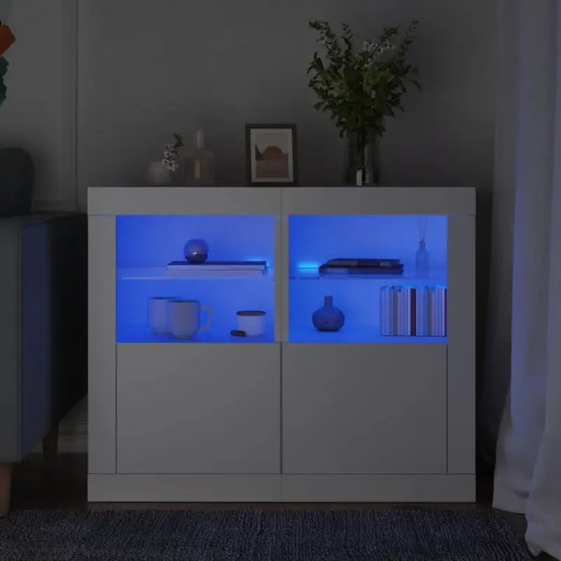 Opbergkasten met RGB LED-verlichting en bewerkt hout - Wit / 2 - Opbergkasten & lockerkasten
