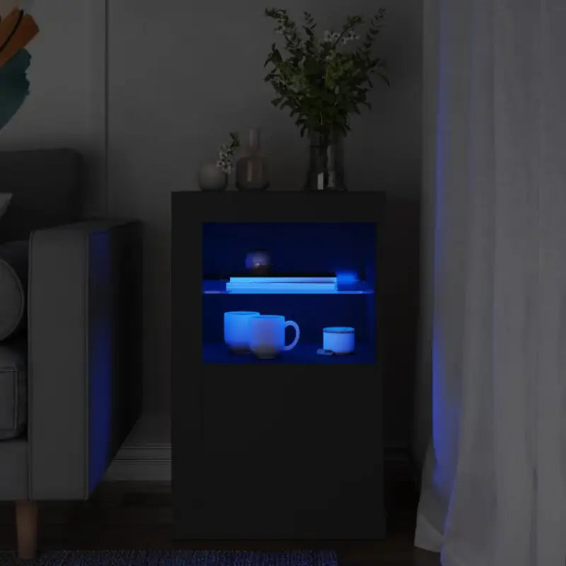 Opbergkasten met RGB LED-verlichting en bewerkt hout - Zwart / 1 - Opbergkasten & lockerkasten