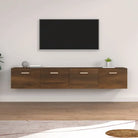 Opbergkasten van bewerkt hout voor muurbevestiging en decoratie - bruin eikenkleur / 100 x 36.5 x 35 cm / 1