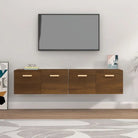 Opbergkasten van bewerkt hout voor muurbevestiging en decoratie - bruin eikenkleur / 80 x 35 x 36.5 cm / 1