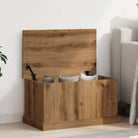 Opbergkist van bewerkt hout voor decoratie en praktische opbergruimte - artisanaal eikenkleurig / 70 x 40 x 38 cm / 1